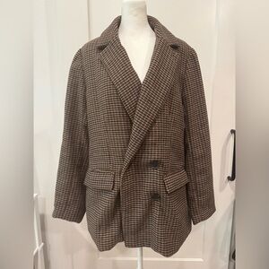 NWT Old Navy Brown & Navy Houndstooth Jacket Size Large